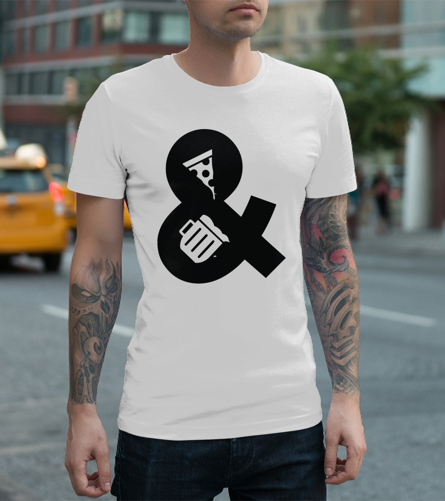 Pizza And Beer Combination Ampersand With Slice And Mug T-Shirt