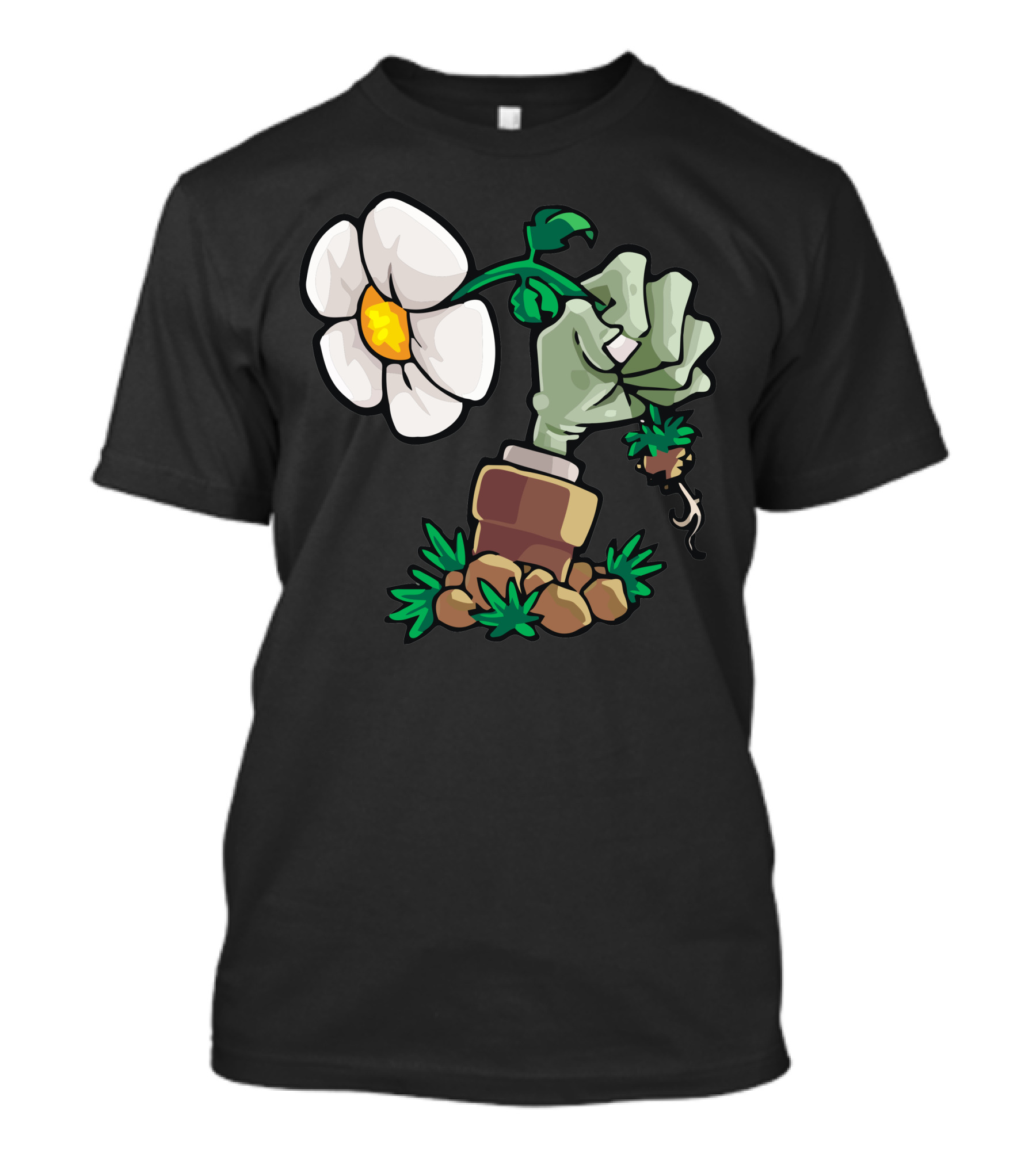 Plants Vs. Zombies Fist Holding Flower T-Shirt