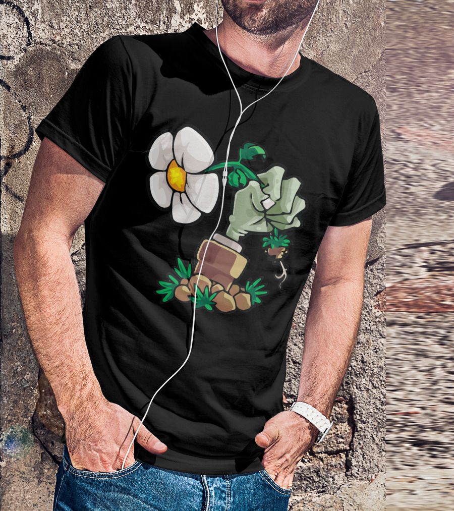 Plants Vs. Zombies Fist Holding Flower T-Shirt