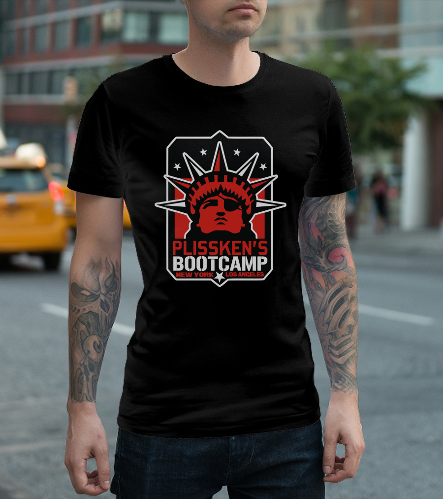 Plissken's Bootcamp New York Los Angeles Statue of Liberty Eyepatch T-Shirt