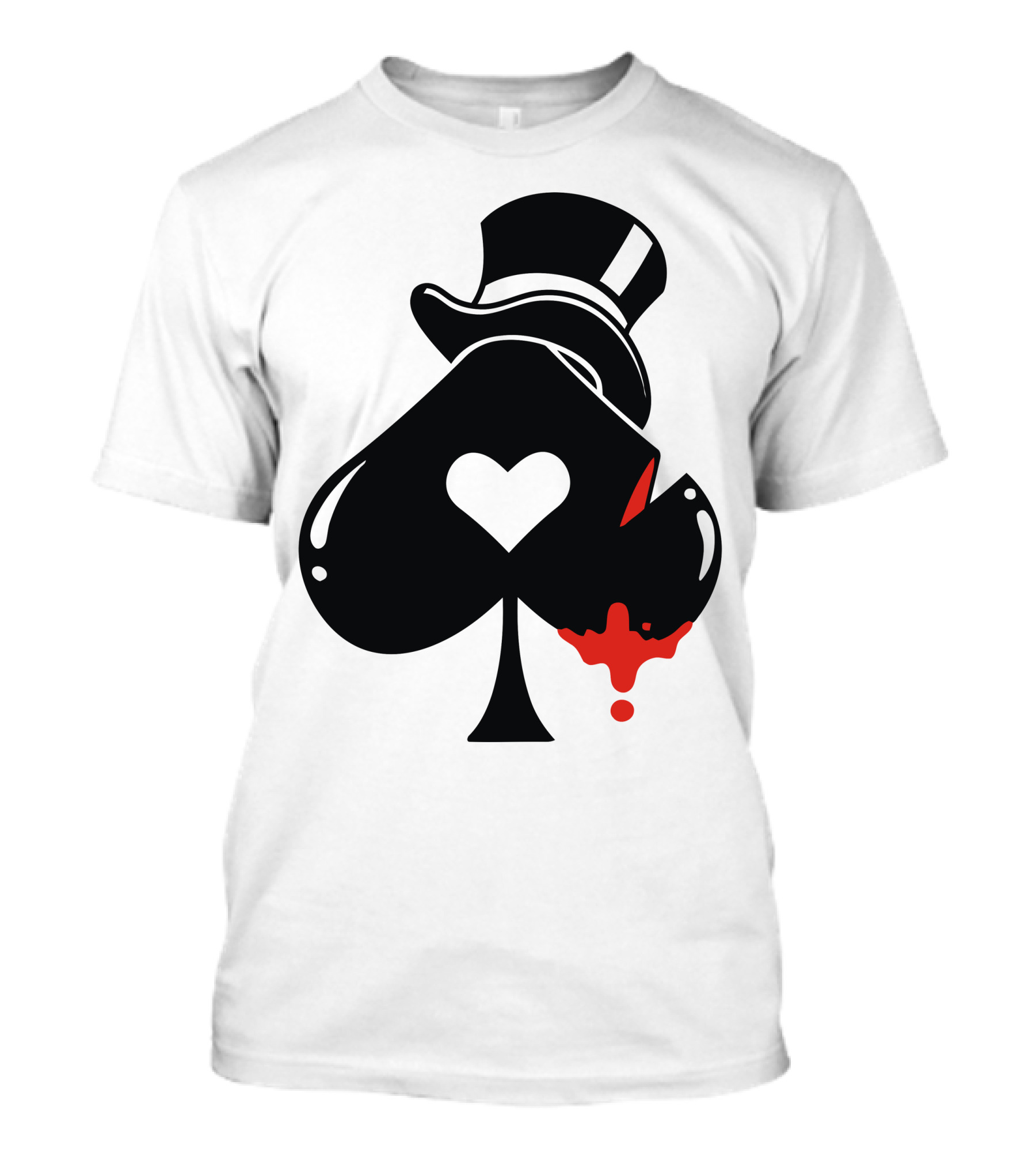 Poker Hat Ace Of Spades Heart Icon With Red Splatter T-Shirt