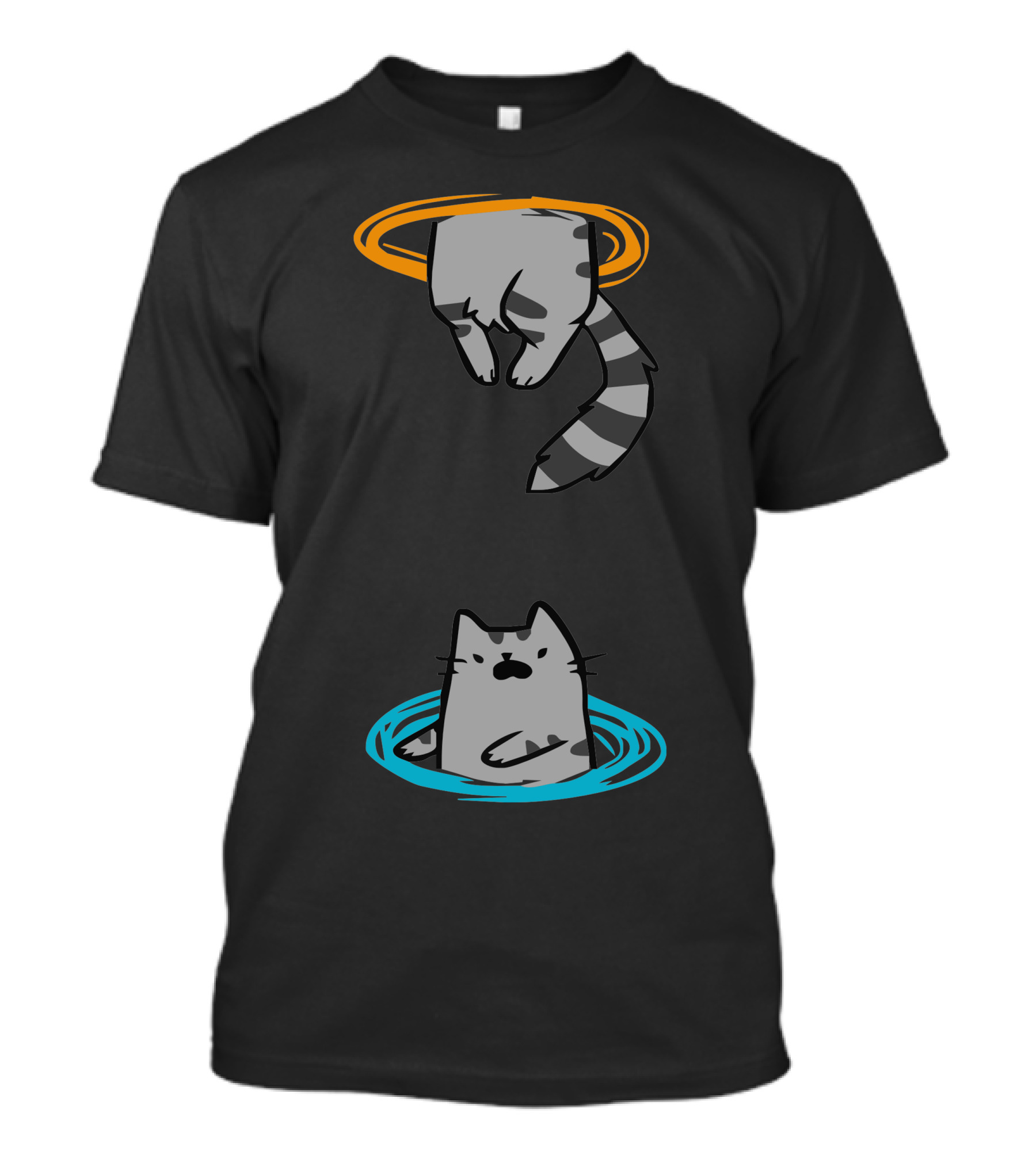 Portal Adventure: Cat Through Orange And Blue Rings T-Shirt