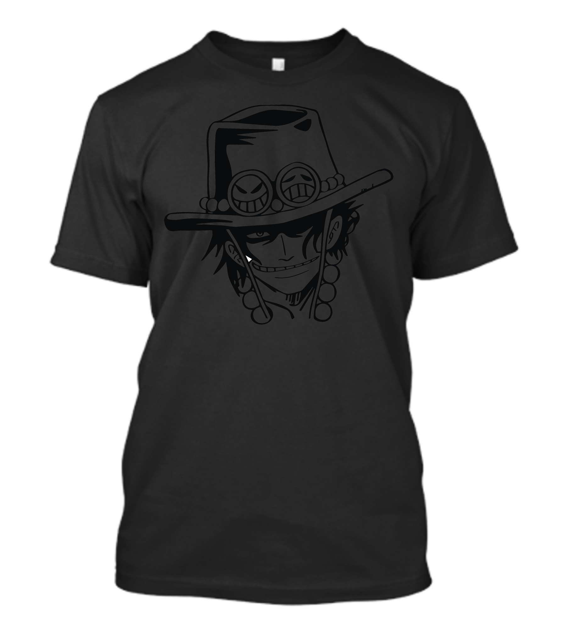 Portgas Ace One Piece Anime Character Black Hat Grin T-Shirt