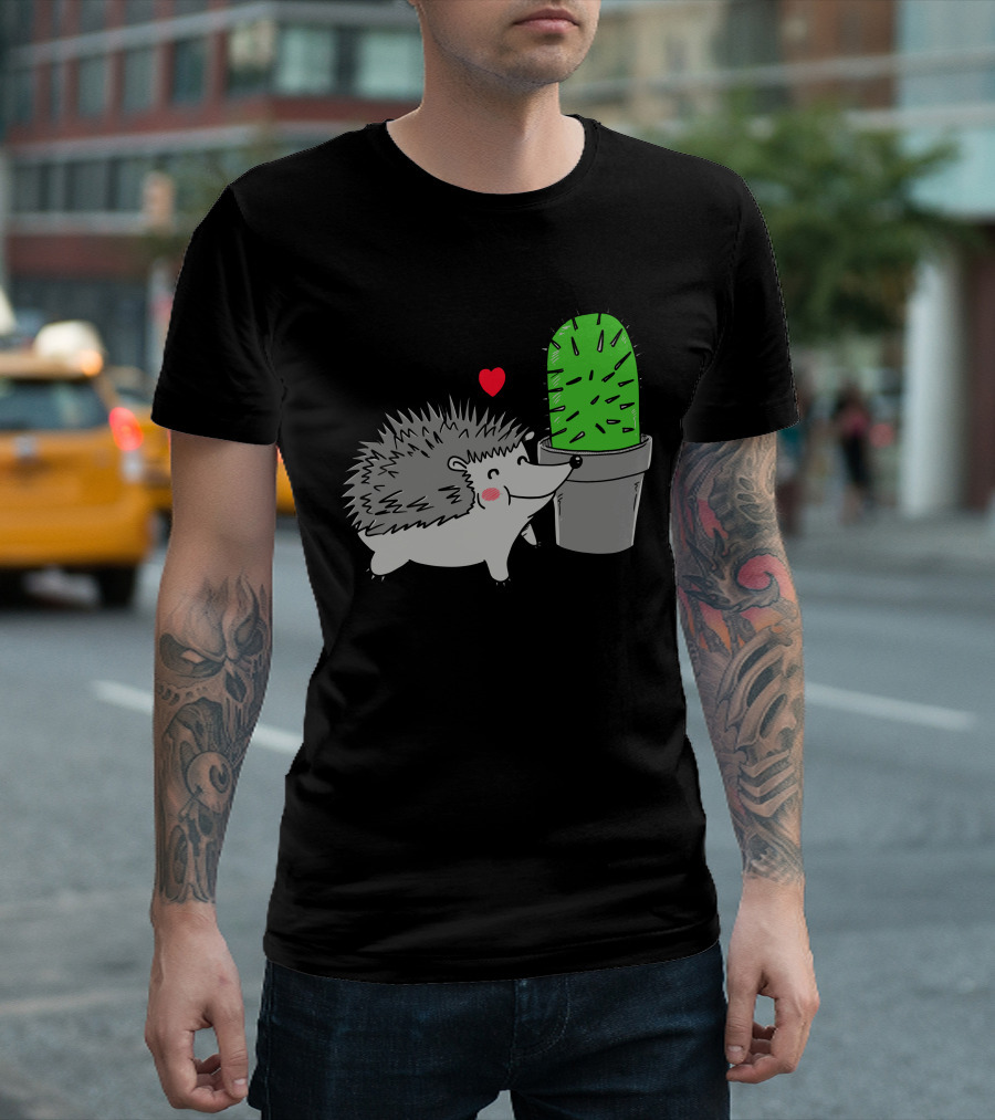 Prickly Love Hedgehog Cactus Heart T-Shirt