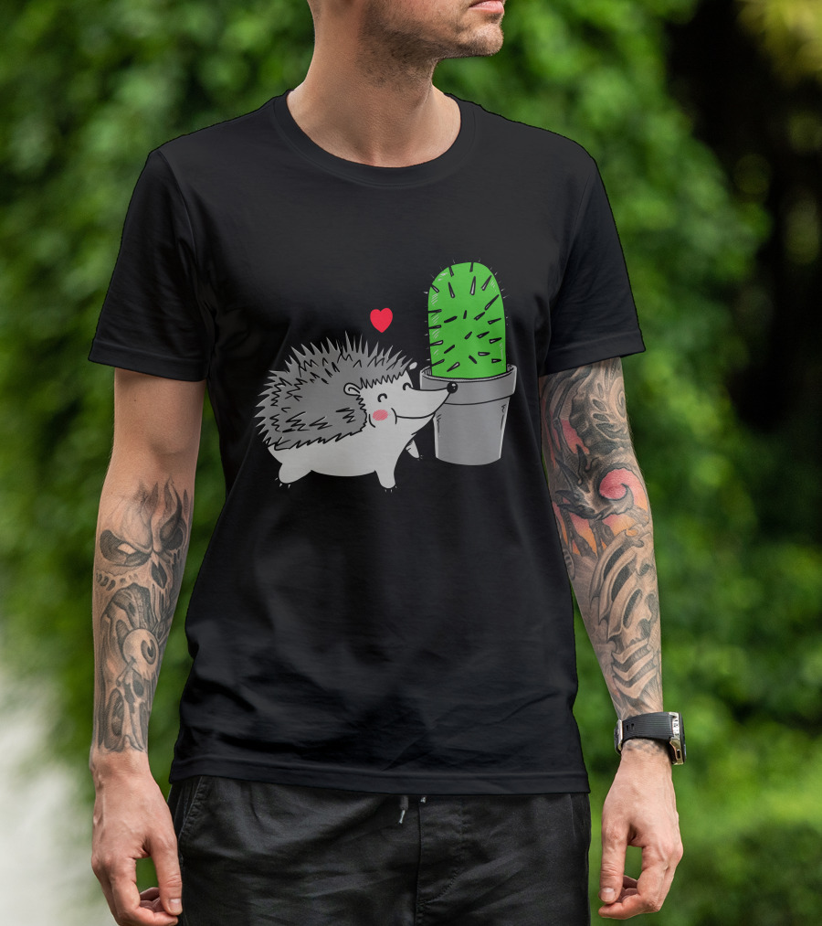 Prickly Love Hedgehog Cactus Heart T-Shirt