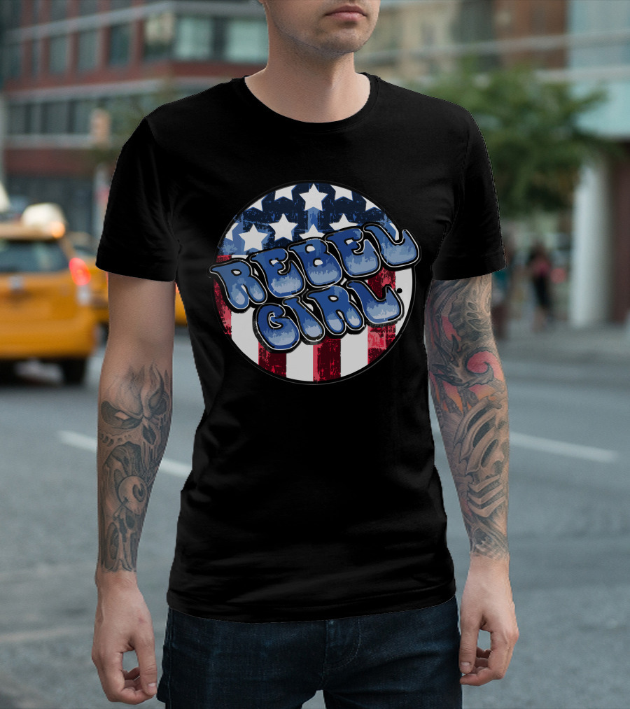 Rebel Girl Stars and Stripes American Flag T-Shirt