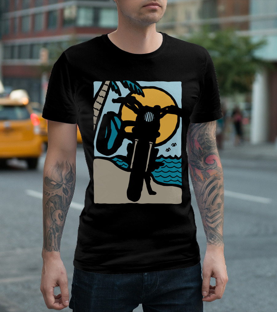 Ride And Surf Motorbike Sunset Beach Adventure T-Shirt