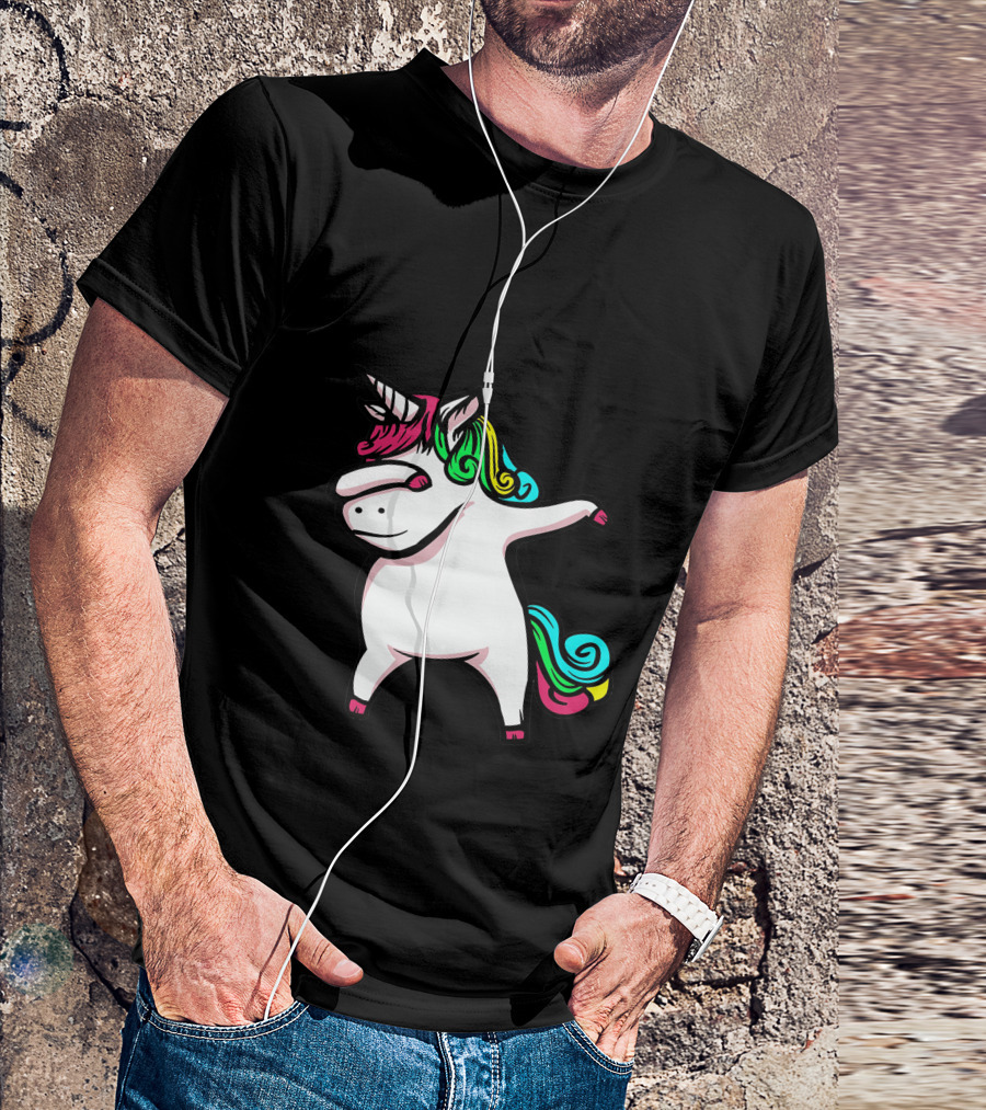 Step Dad Of The Birthday Girl Unicorn Dabbing T-Shirt