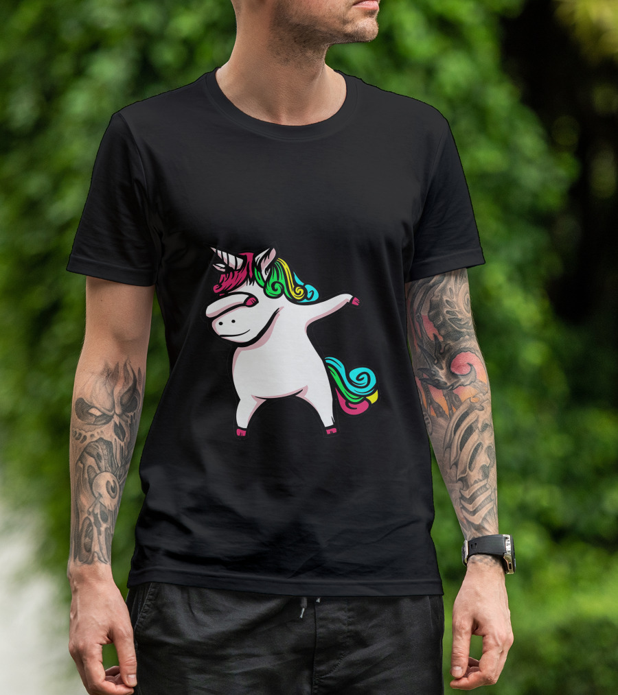 Step Dad Of The Birthday Girl Unicorn Dabbing T-Shirt