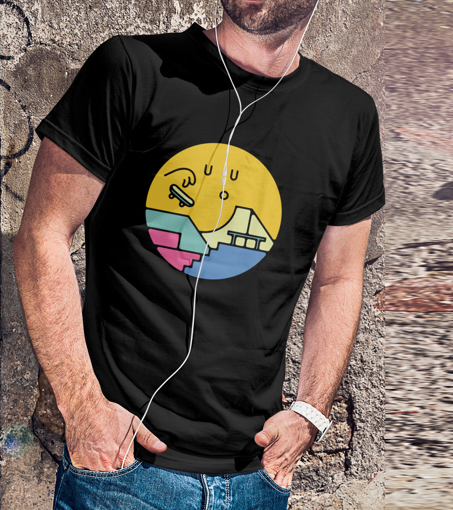 Sun Skateboard Park Circular Yellow Ramp Urban Landscape T-Shirt