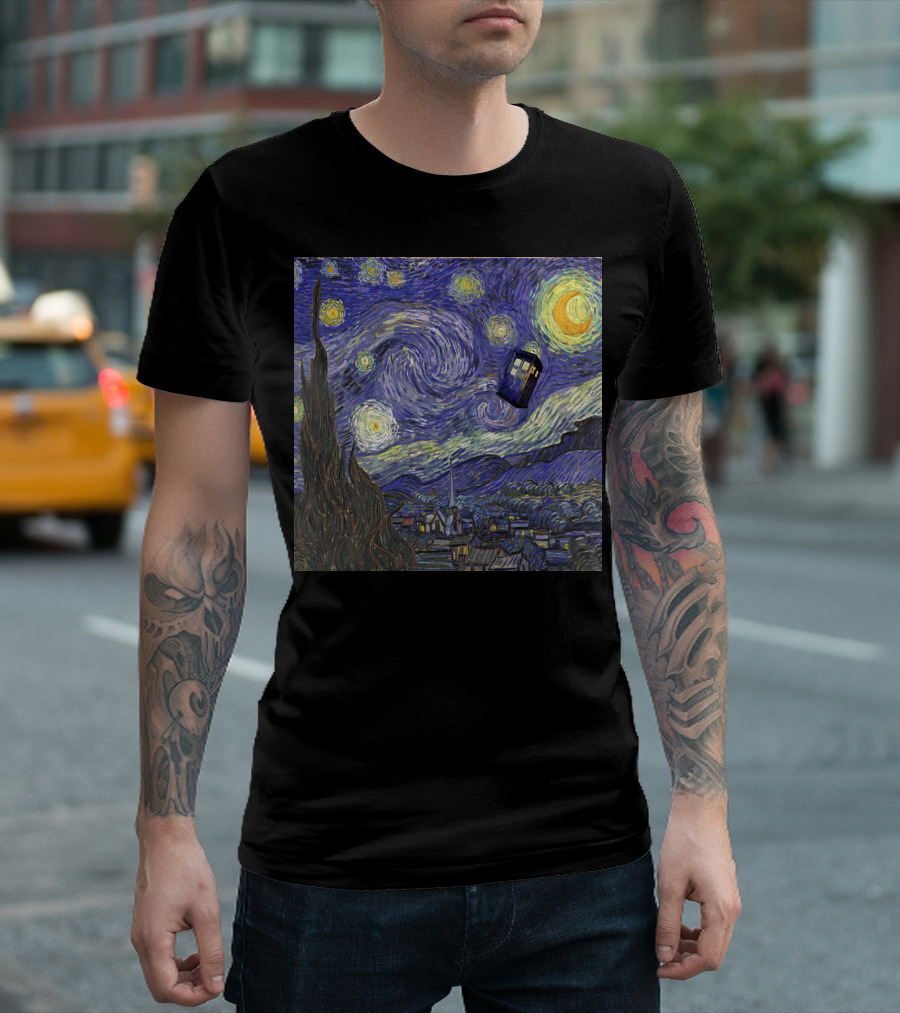 Tardis in Van Gogh Starry Night T-Shirt
