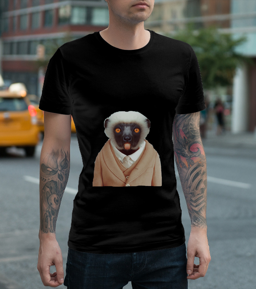 Vesikalik Maymun Suit-Wearing Image Monkey Cartoon T-Shirt