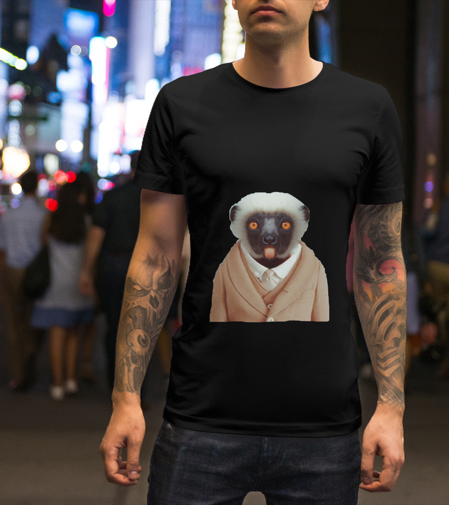 Vesikalik Maymun Suit-Wearing Image Monkey Cartoon T-Shirt
