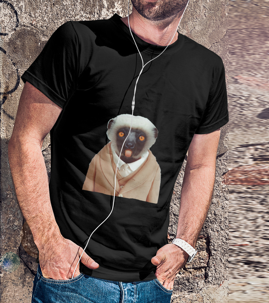 Vesikalik Maymun Suit-Wearing Image Monkey Cartoon T-Shirt