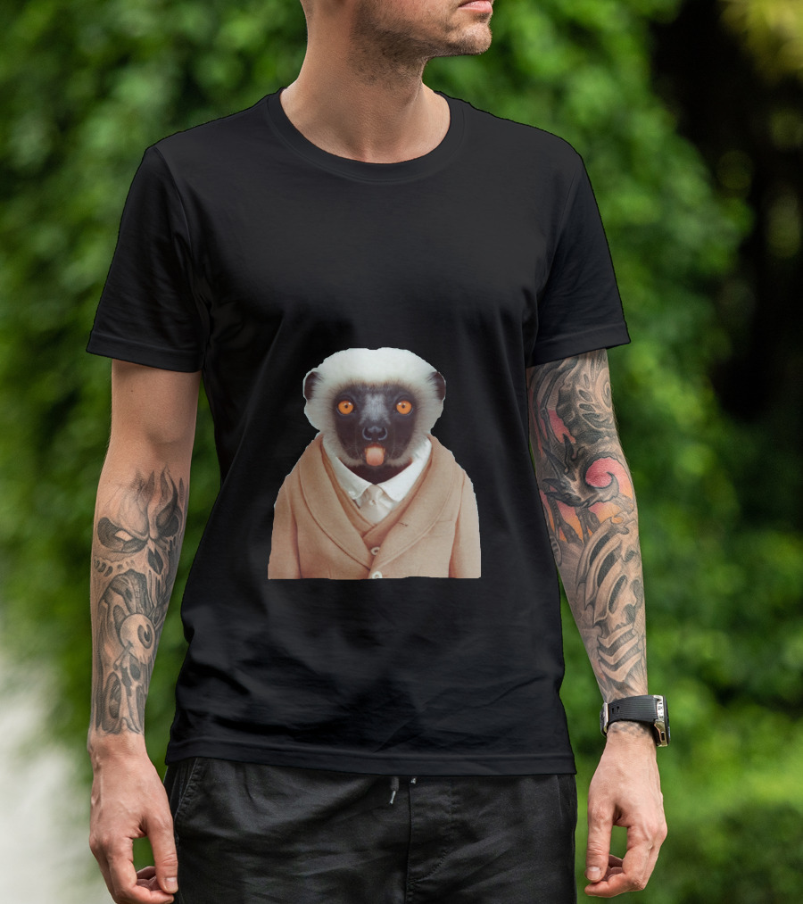 Vesikalik Maymun Suit-Wearing Image Monkey Cartoon T-Shirt