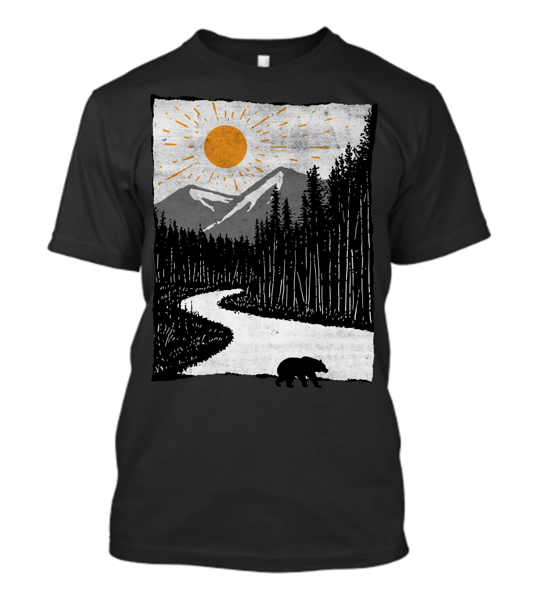Wild Bear In Forest Mountain Sunset T-Shirt