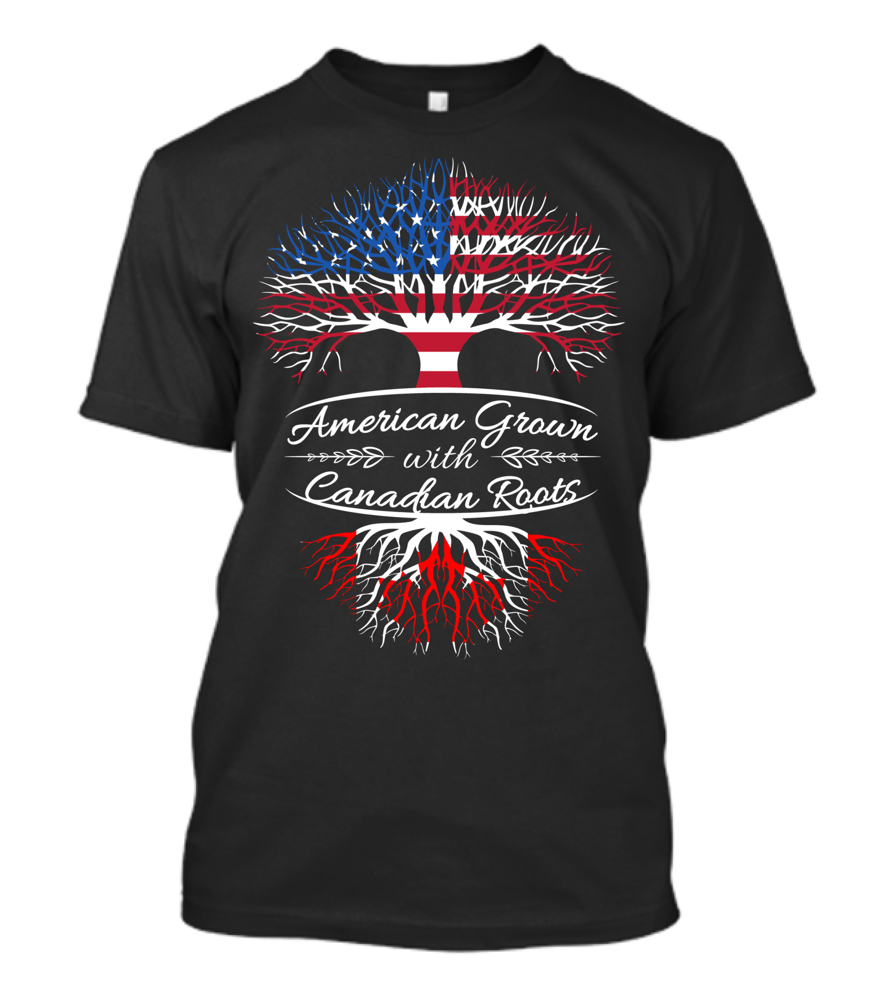 American Grown With Canadian Roots Flag Tree Symbolism T-Shirt