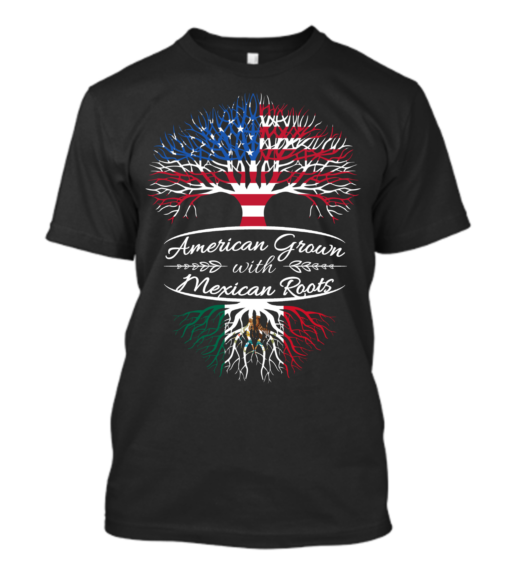 American Grown With Mexican Roots Tree Flag T-Shirt