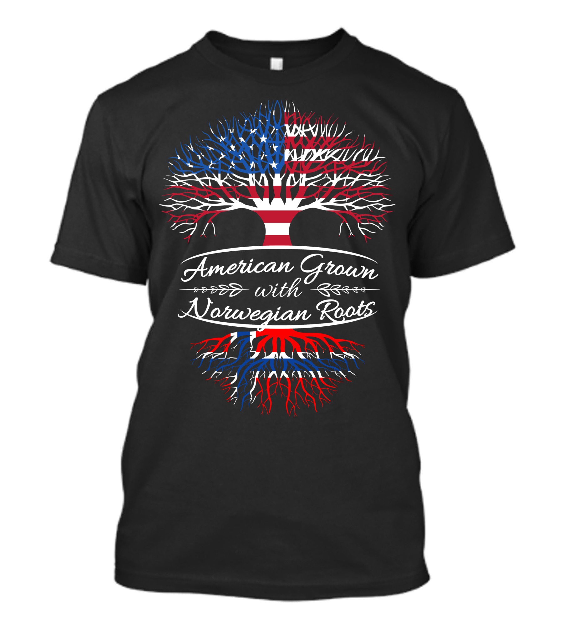 American Grown With Norwegian Roots Tree Flag T-Shirt