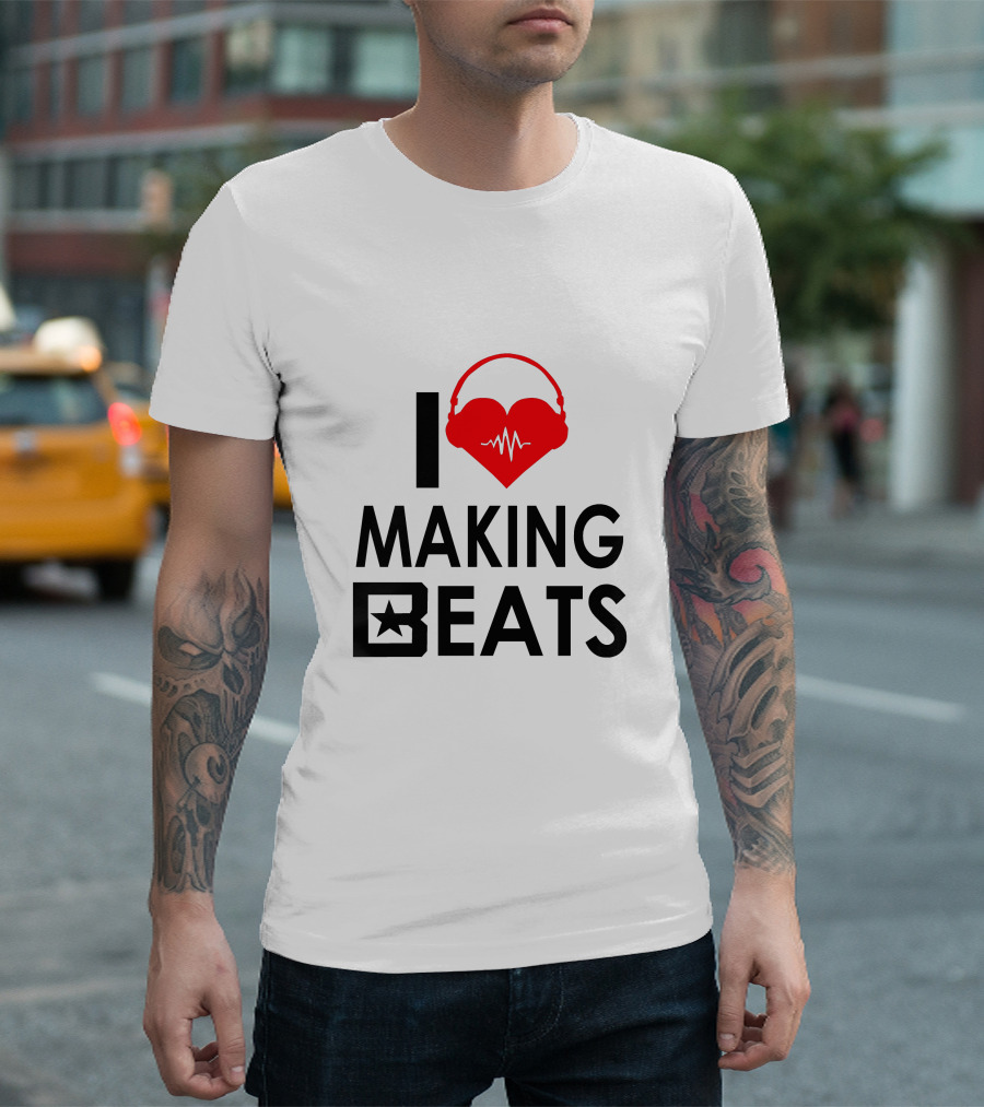 I Love Headphones Heartbeat Making Beats T-Shirt