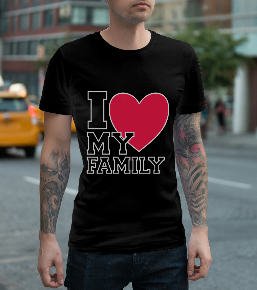 I Love My Family Red Heart T-Shirt