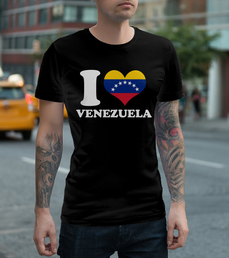 I Love Venezuela Heart Flag With Seven Stars T-Shirt
