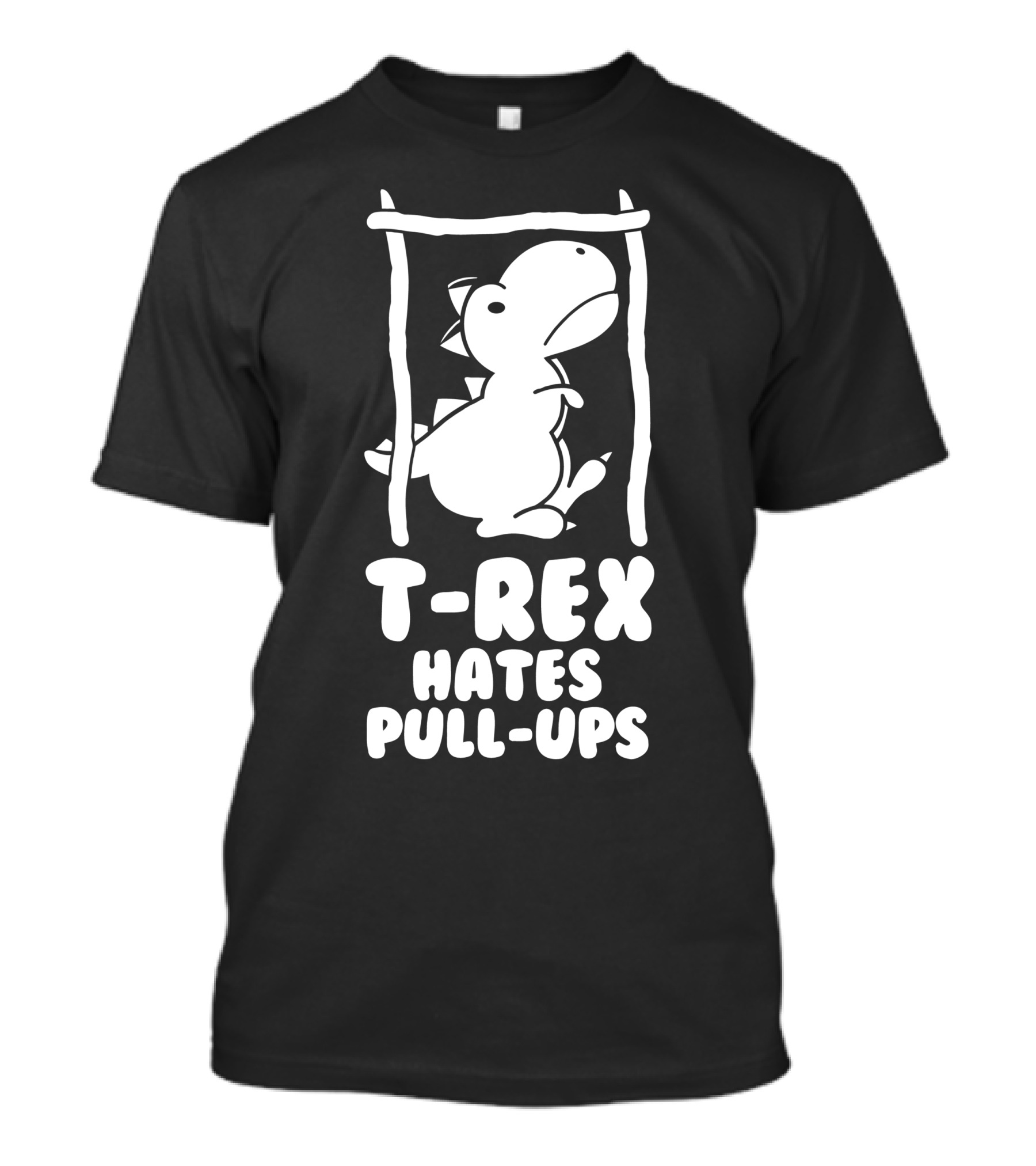 T Rex Struggling With Pull Ups In Humorous Cartoon T-Shirt