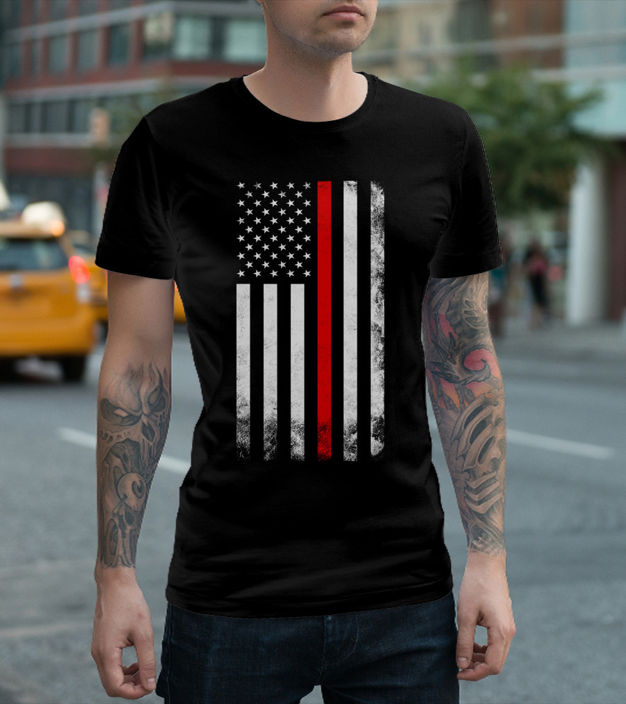 Vintage American Flag Thin Red Line T-Shirt