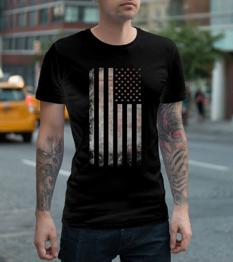 Distressed Vintage USA Flag American Patriotic T-Shirt