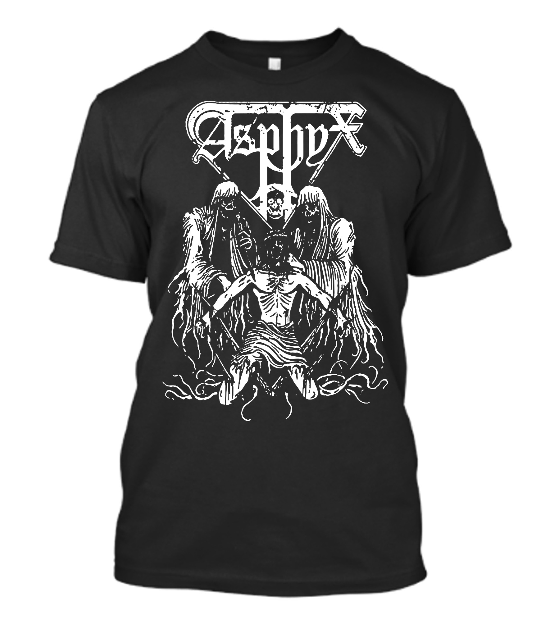 Asphyx Death Metal Band Artwork With Grim Reapers And Crucified Figure T-Shirt