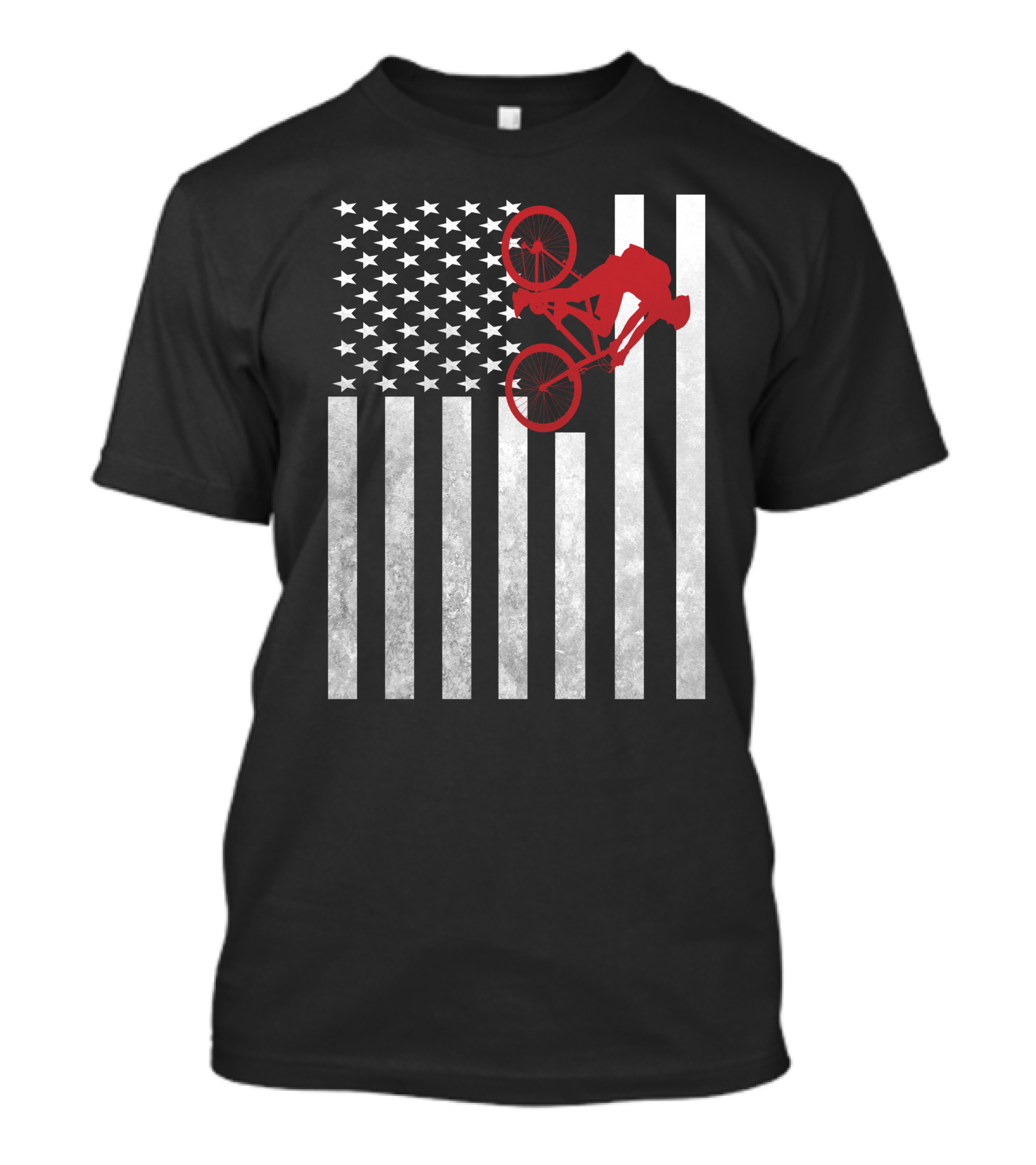 Mountain Bike American Flag Bicycle Cycling T-Shirt