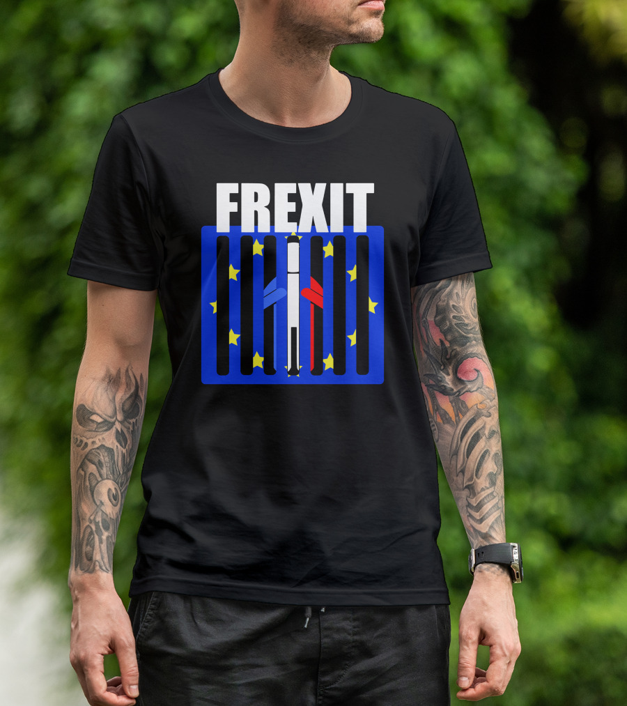 FREXIT European Union Stars Jail Bars France Flag T-Shirt
