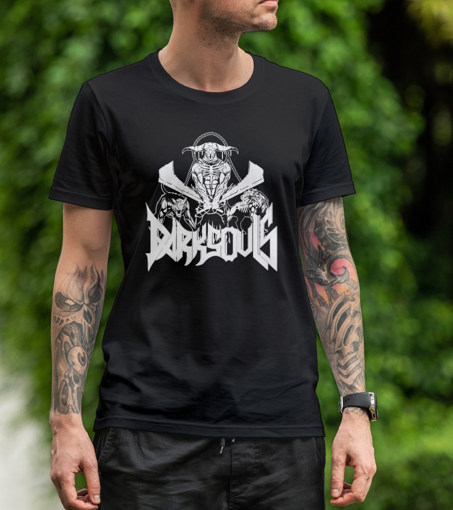 Dark Souls Capra Demon Metal Band Old School BW Edition T-Shirt