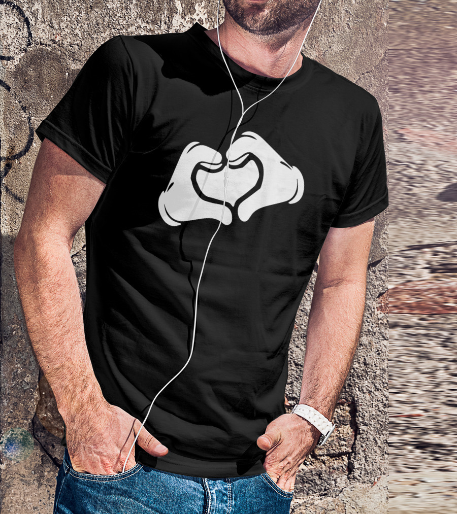 Mickey Style Cartoon Hands Heart Gesture T-Shirt