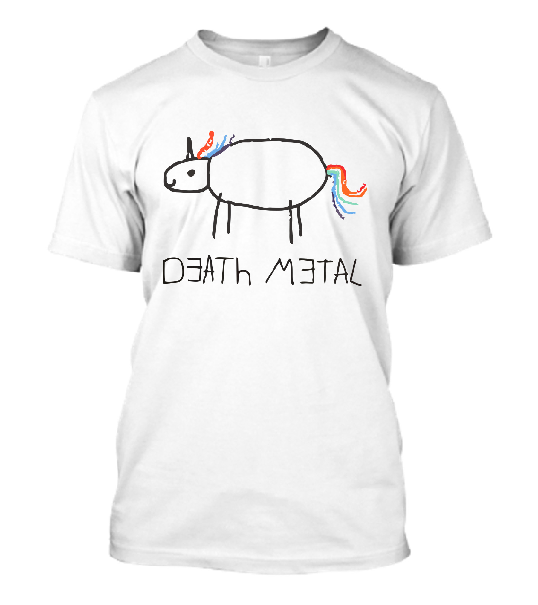 Death Metal Unicorn Crayon Rainbow Mane T-Shirt