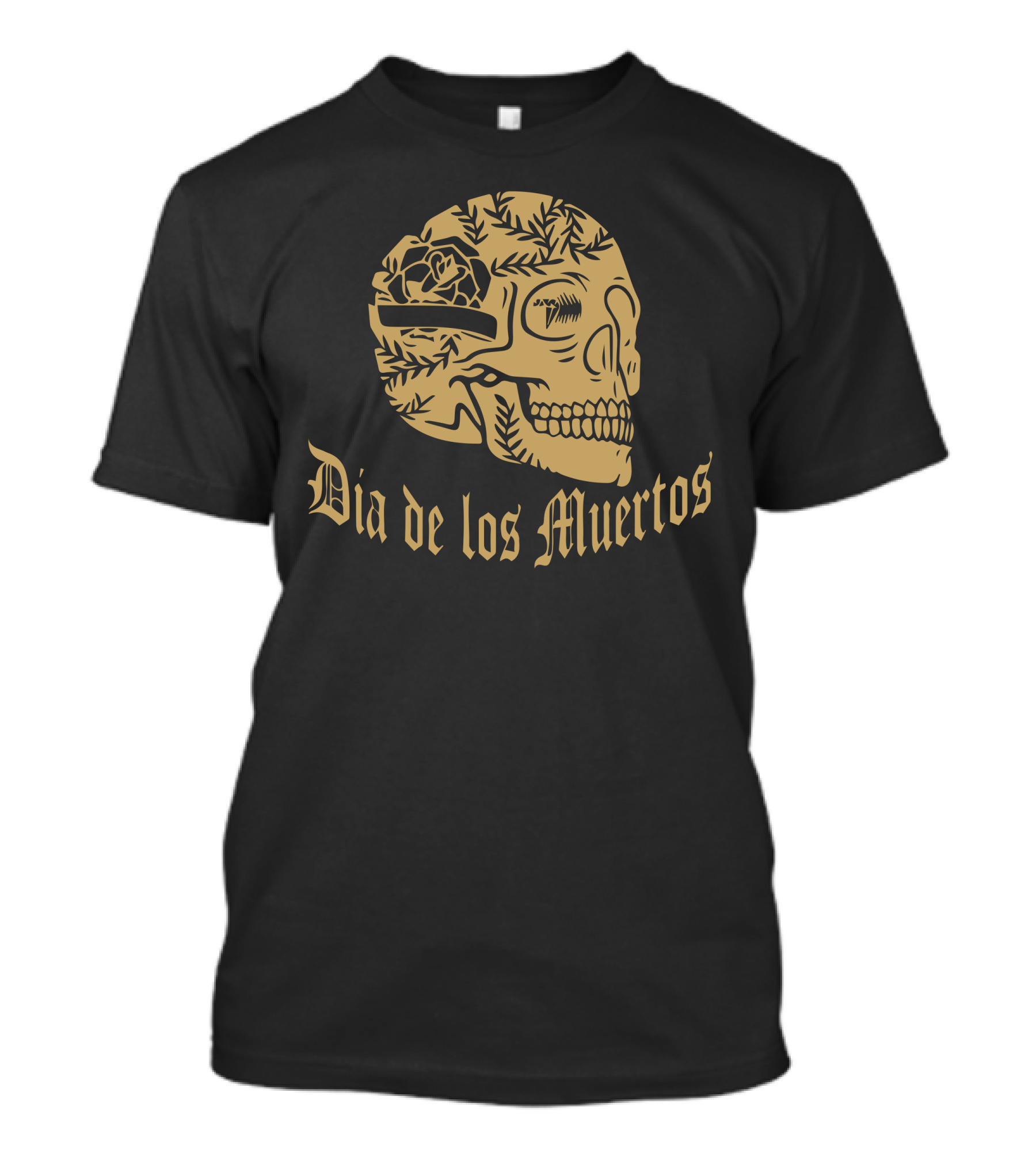 Dia De Los Muertos Skull With Floral T-Shirt