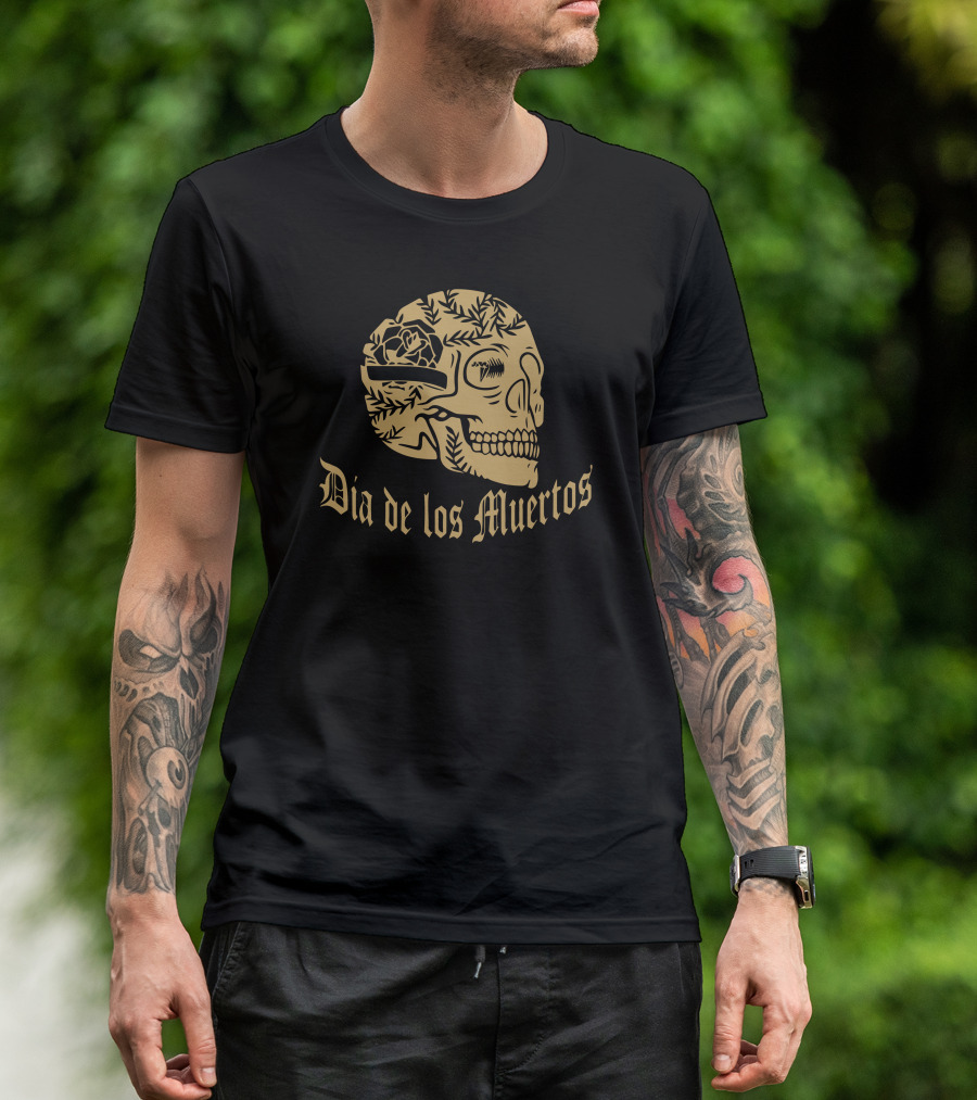 Dia De Los Muertos Skull With Floral T-Shirt