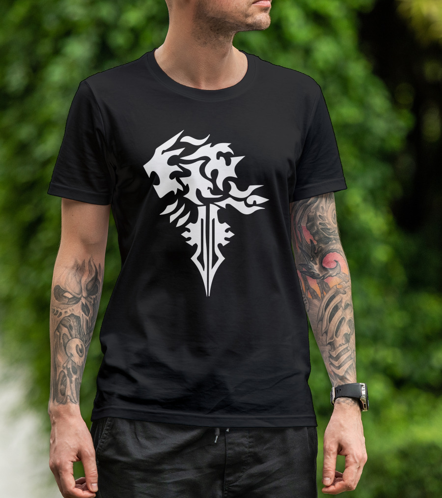 FFXIV Fantasy Lionheart Sword And Lion Crest T-Shirt