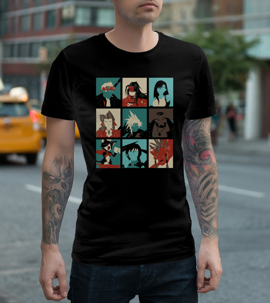 Final Fantasy Iconic Characters Pop Art Grid T-Shirt