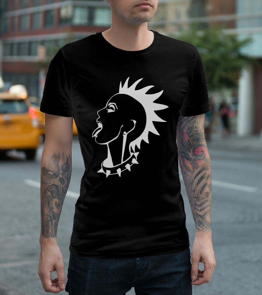 Fuunk Rock Girl Punk Style Mohawk Spike Choker Profile T-Shirt