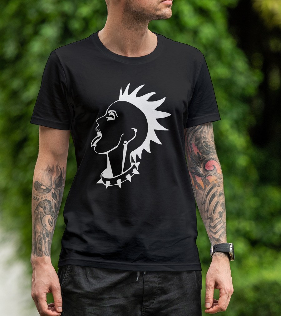 Fuunk Rock Girl Punk Style Mohawk Spike Choker Profile T-Shirt