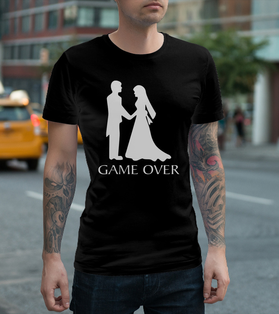 Game Over Couple Silhouette Wedding Humor T-Shirt