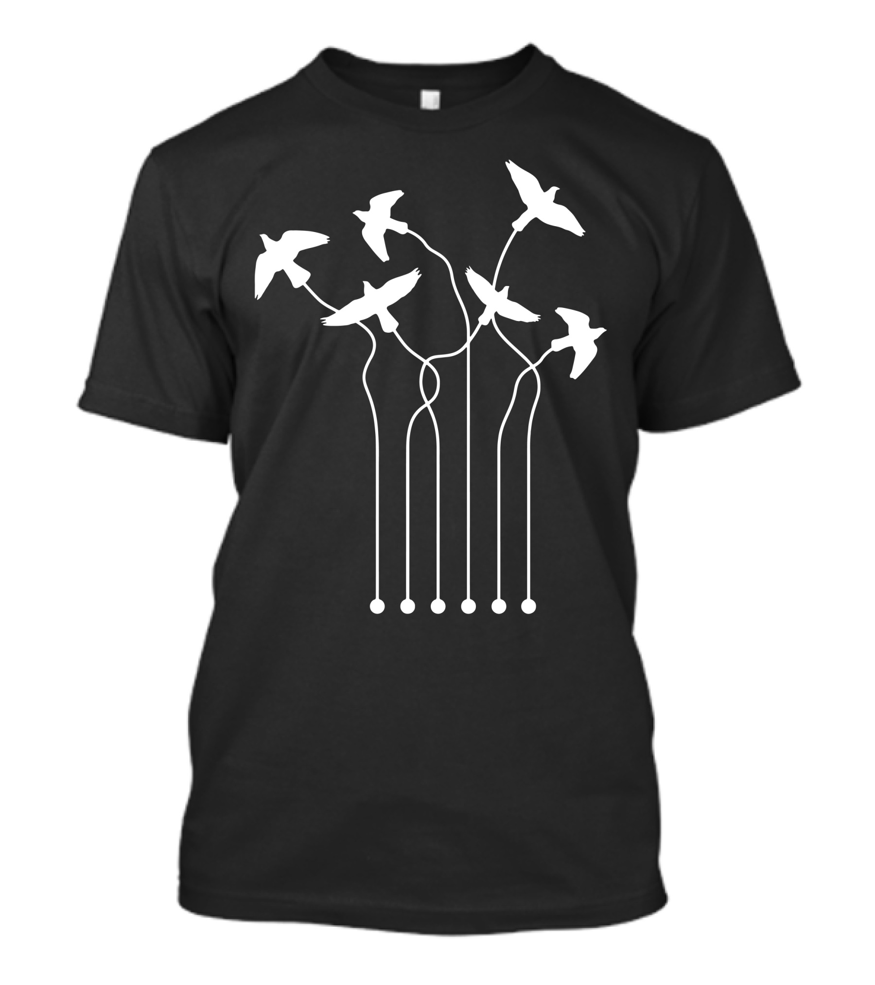 Guitar Doves Strings And Flying Birds T-Shirt