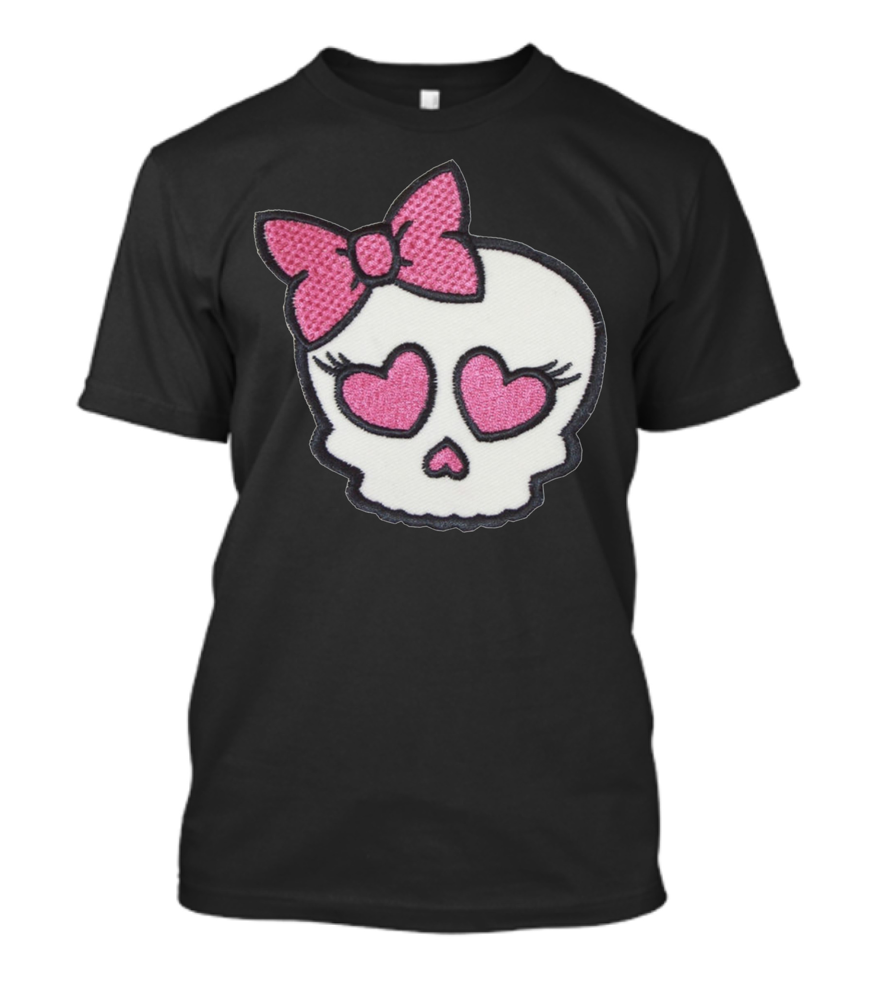 Lady Skull Mit Schleife Pink Bow Heart Eyes T-Shirt