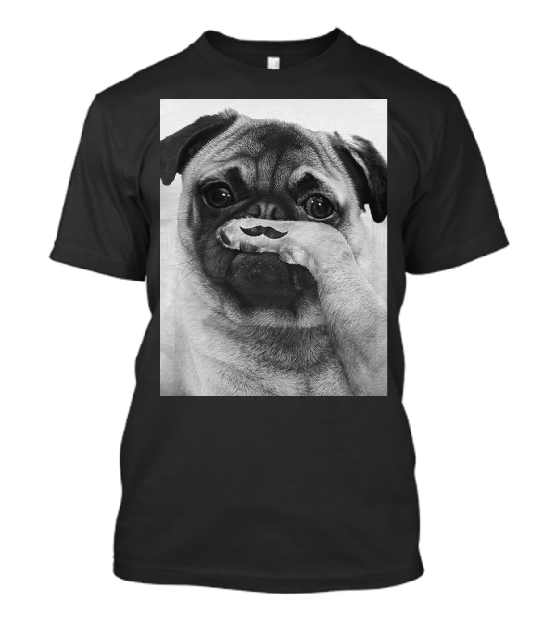 Moustache Pug With Paw Stache Pose T-Shirt