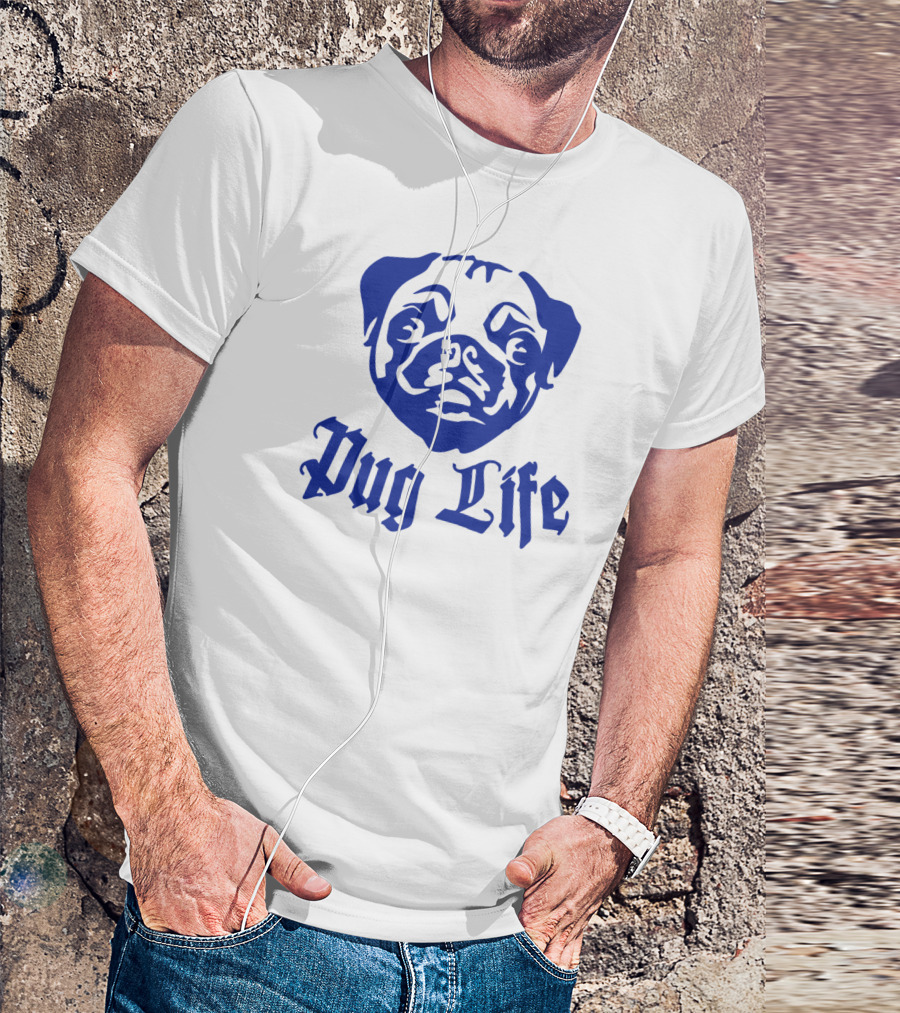 Pug Life Classic Blue Pug Face T-Shirt