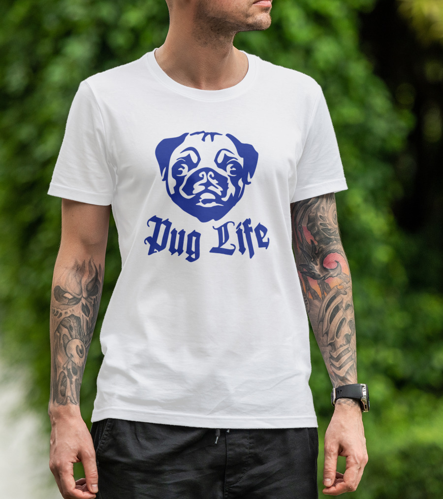 Pug Life Classic Blue Pug Face T-Shirt