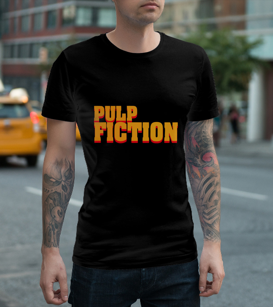 Pulp Fiction Retro Yellow Red Text Classic T-Shirt