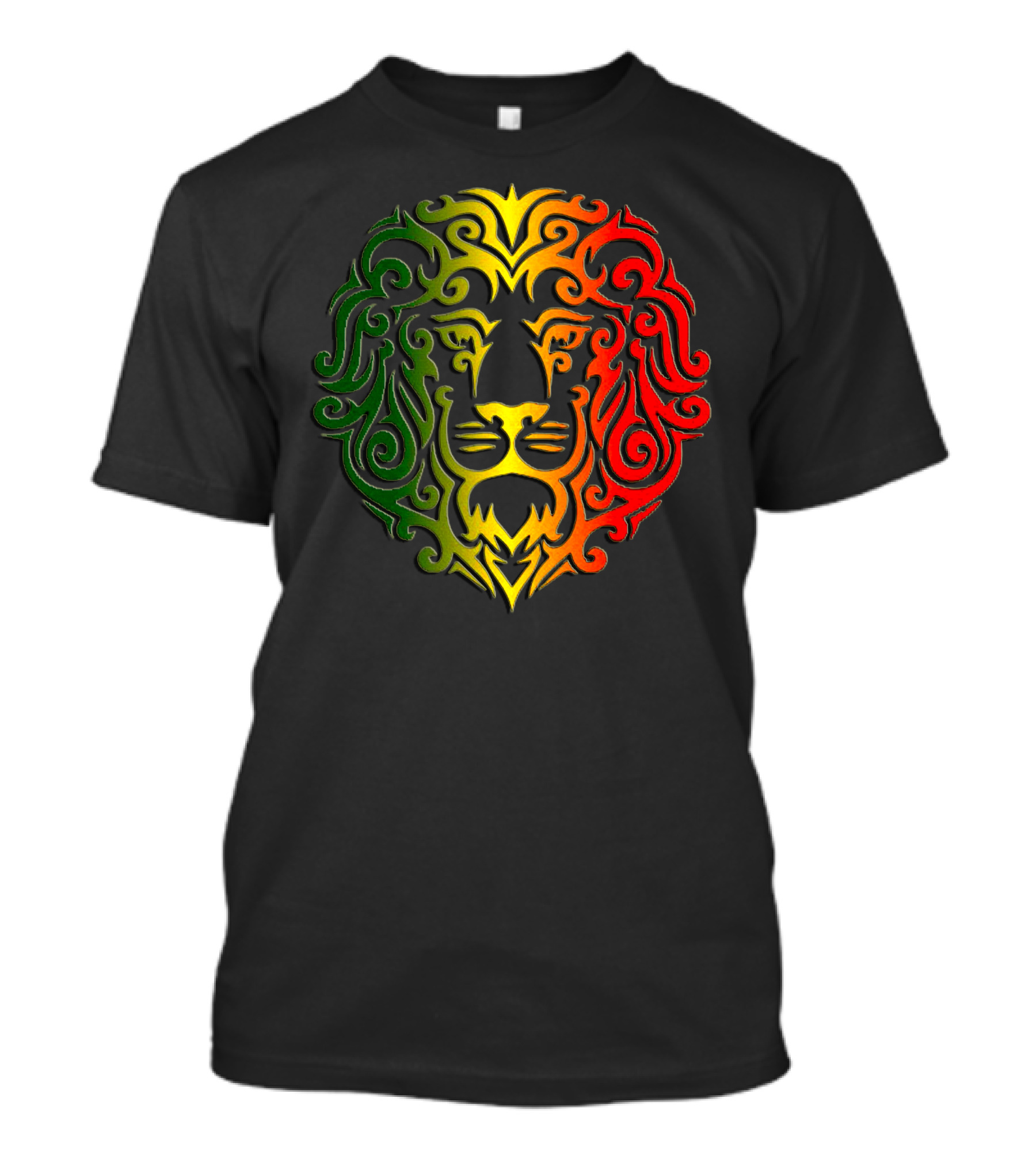 Rasta Lion Tribal Vector Art In Green Yellow Red Gradient T-Shirt