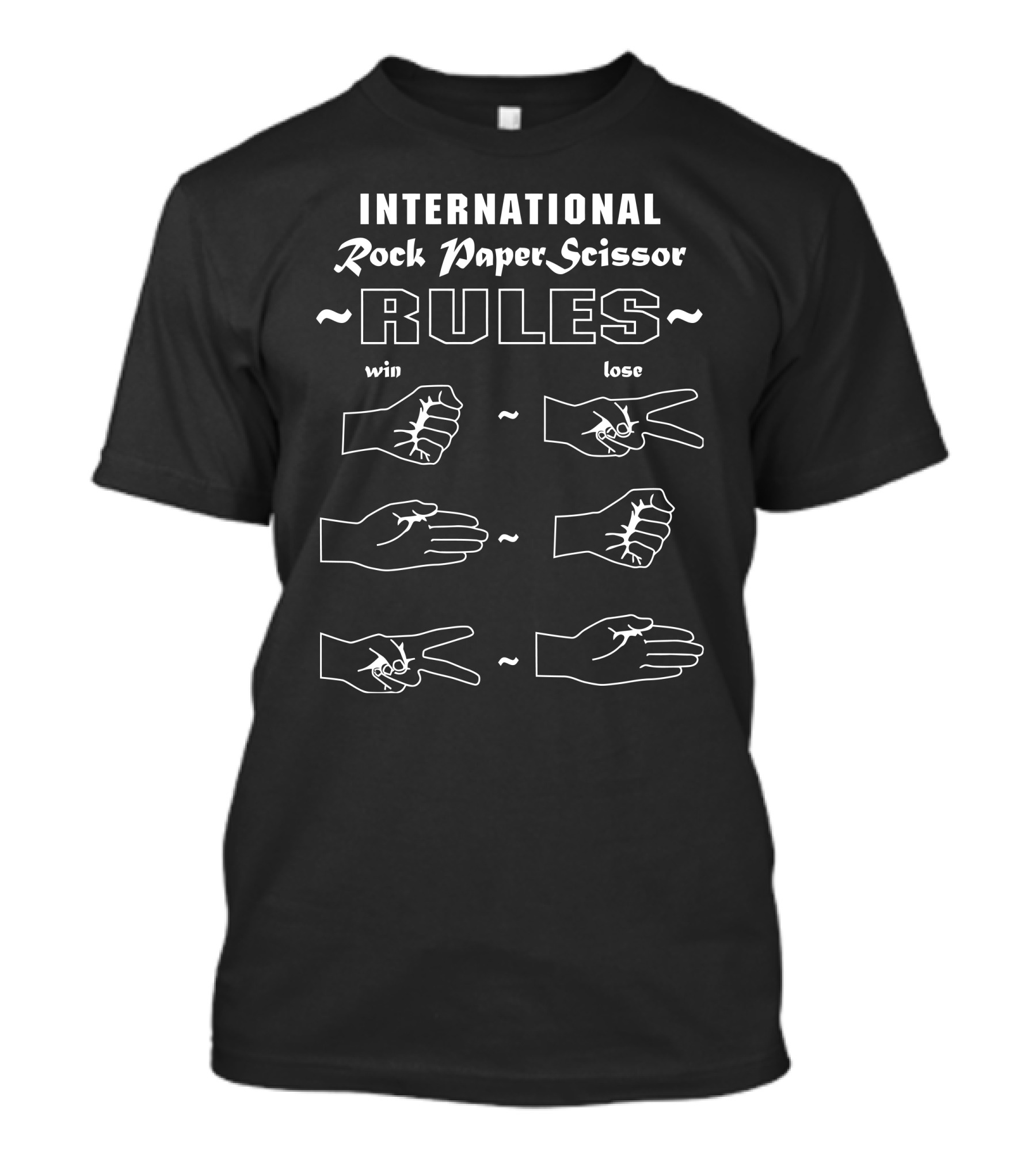 INTERNATIONAL ROCK PAPER SCISSOR RULES WIN LOSE T-Shirt